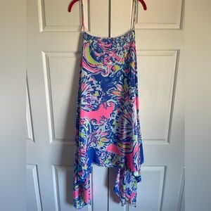 Lilly Pulitzer Kimi Silk Waterfall Hem Dress - Coastal Retreat Size XL